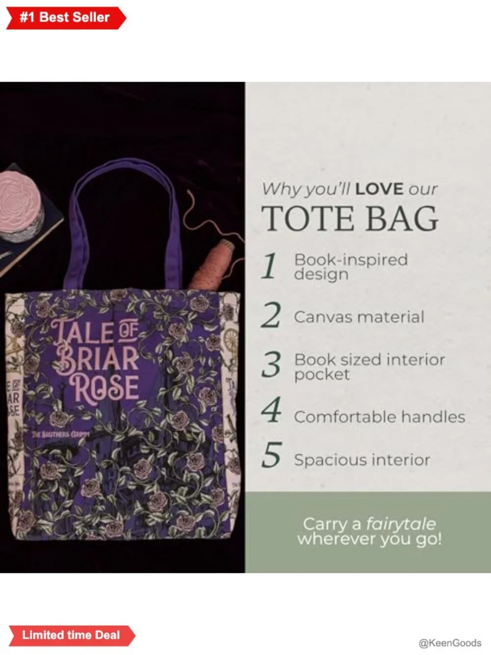 Canvas Tote Bag Book Lovers Reusable Foldable Bookish Work Grocery